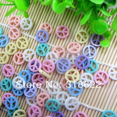 2015 New! 16mm Mixed Color Beads,acrylic Round Beads,peace Symbol Flatback Beads For Diy Jewelry Making 200pcs/lot