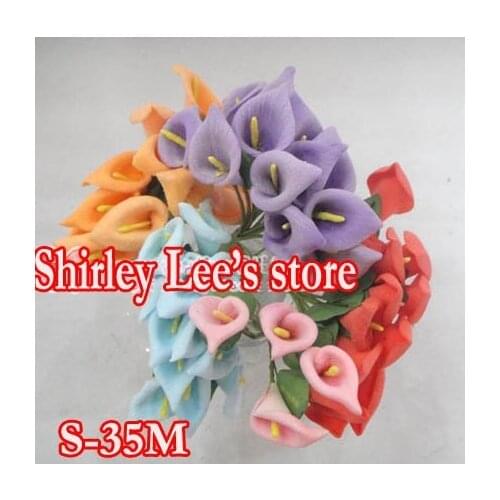 Wholesale--120 bunches=1440 pcs mini foam calla lily Flower Wedding Scrapbooking, bomboniere decor.,MIX 5 COLORS (Free Shipping)