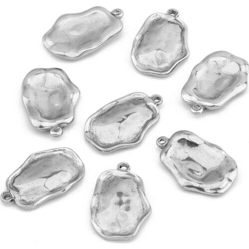 2Pcs 12-16mm Stainless Steel Necklace Pendant Accessories Irregular And Spherical Surface Two Pendants For Jewelry Making