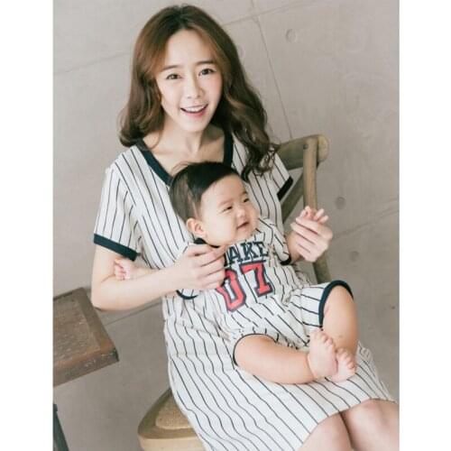 Maternity dress breastfeeding parent-child wear Maternity spring and summer wear new fashion striped parent-child wear cotton