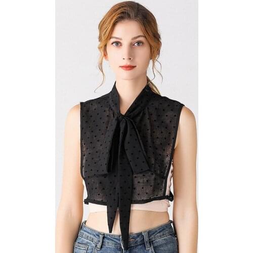 Korean Style Fake Collar Detachable Female All-Match Solid Color Autumn Winter Frenulum Bowknot Simple Accessories False Collar