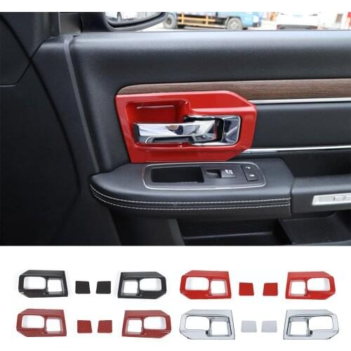 Fit for Dodge Ram 2011-2017 Interior Mouldings Door Handle Bowl Decoration Cover Trim Car Styling Accessories ABS 4PCS