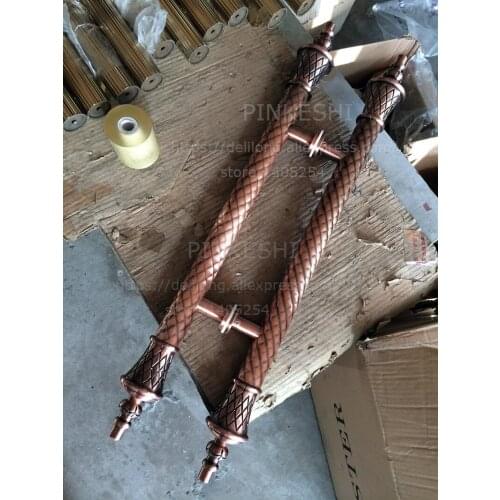 Retro steel door red ancient copper color handle glass door wooden door stainless steel handles