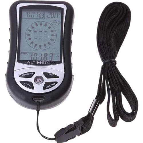 Barometer 8-in-1 Handheld Barometric Pressure Tester with Backlit, Altimeter Weather Forecast Barometer Compass Testing Clock