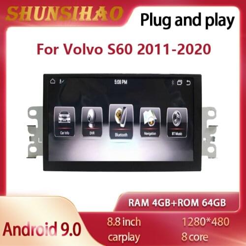 ShunSihao radio for 8.8" Volvo S60 2011-2020 car GPS navi Audio player 64GB CarPlay tape recorder android all in one