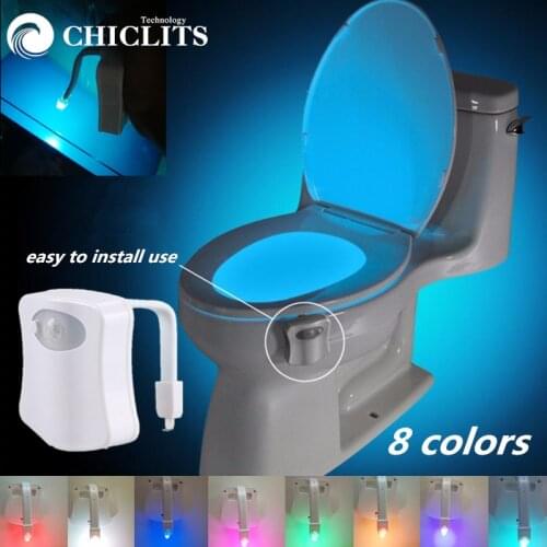 Smart PIR Motion Sensor Toilet Seat Night Light Backlight For Toilet Bowl LED Luminaria Lamp WC Toilet Light 8 Colors Waterproof
