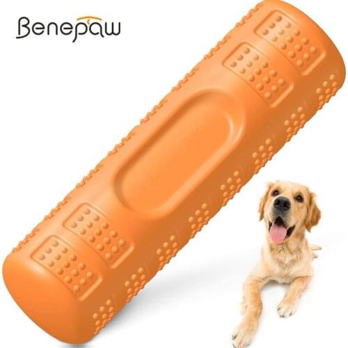 Benepaw Dog Chew Toys For Aggressive Chewers Strong Nontoxic Natural Rubber Pet Chew Toys Floatable Bouncy Puppy Bone Stick