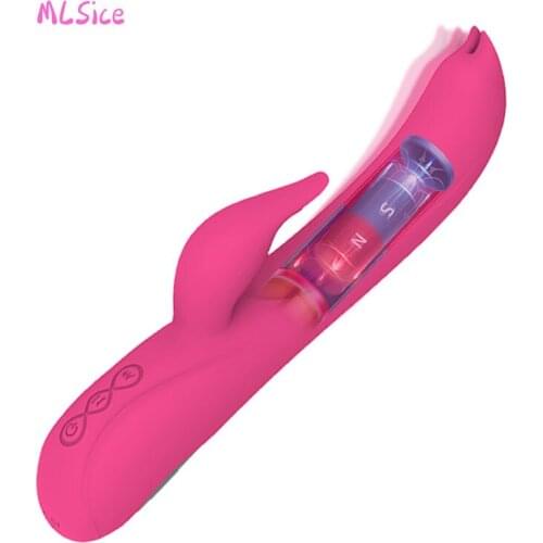 Vibrators For Women Clitoris Vagina Powerful Dual Motor Vibration Telescopic Swing Silica Gel Female Intimate Goods Sexy Sex Toy