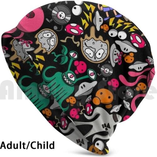 Earthbound Enemy Mash-Up Beanies Knit Hat Hip Hop Earthbound Mother 2 Ness Videogame Rpg Mother Smash Bros