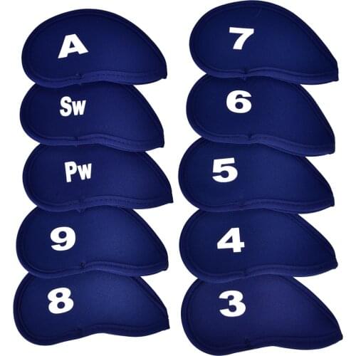 10Pcs Durable Waterproof Neoprene Golf Iron Club Cue Head Protect Cover With Number Letter Golf Club Cover