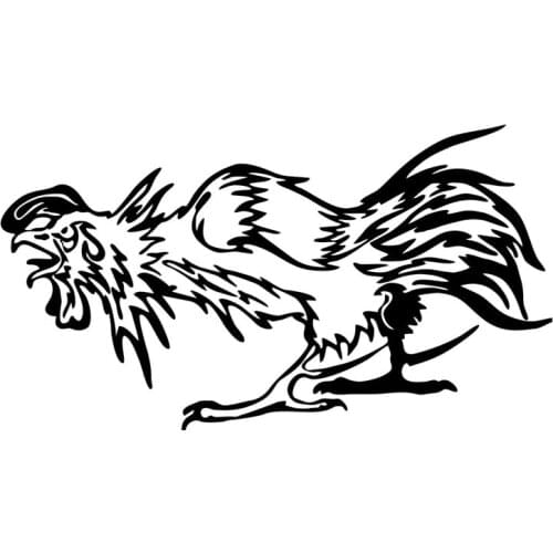 16.5*9.2CM Fighting Chicken Fashion Car Body Stickers Funny Rooster Car Body Decals Black/Silver C9-0862