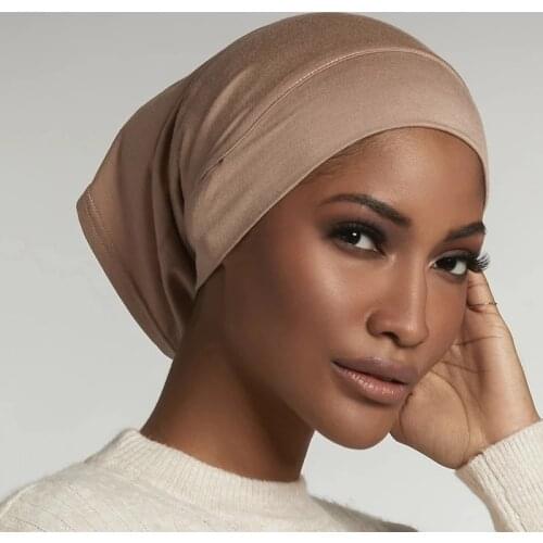 2021 Muslim stretch Turban cap soft modal inner Hijab Caps Islamic Underscarf Bonnet hat female headband tube cap turbante mujer