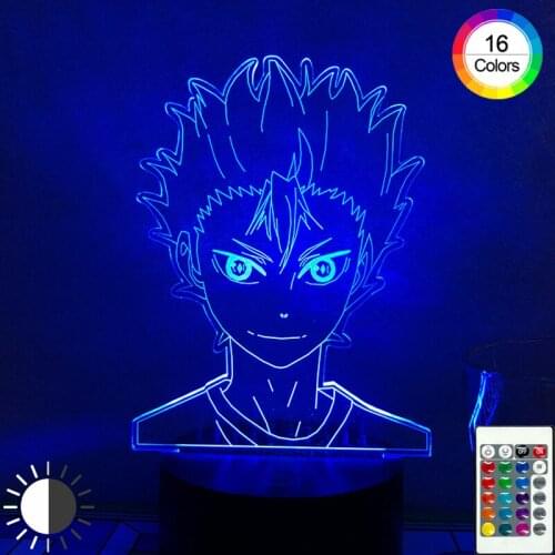 3D LED Lamp Anime Haikyuu Volleyball Boy Shoyo Hiata Remote Control 16 Colors Night Light Childrens Room Decoration Lights