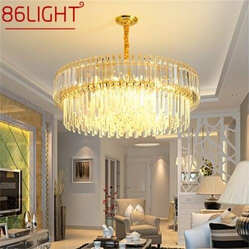 86LIGHT Gold Luxury Chandelier Fixtures Modern Crystal Pendant Lamp Light Home LED for Dining Room Decoration