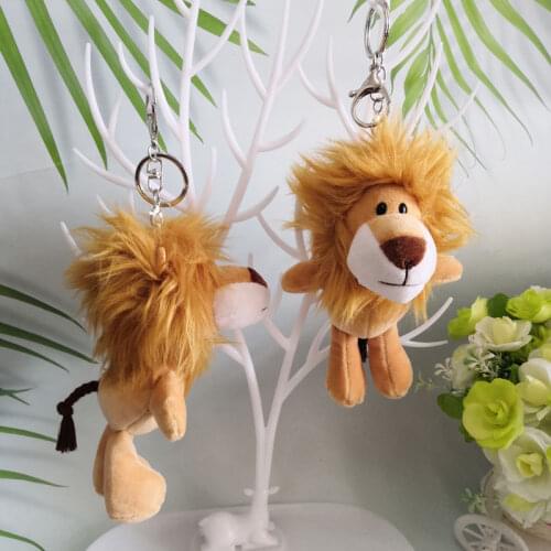 New Cute 15cm cartoon mini cute lion Soothing doll Baby bed pendant Keychain lovely animal kids wedding christmase birthday gift