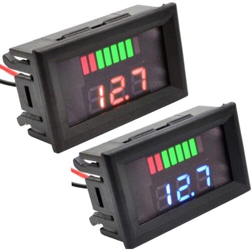LED Digital Display Voltmeter DC 7-100V Red Blue Mini Voltage Meter Volt Tester Panel Cars Motorcycles Vehicles DC 12V 24V 48V