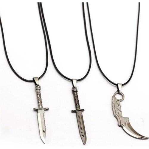 Counter Strike Cs Go Necklace 6.5cm CSGO Weapon Karambit Necklaces & Pendants M9 Metal Rape Chain Jewelry Choker Collar HF12787