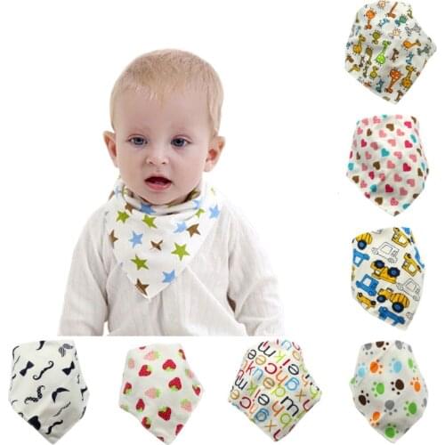Baby Bibs Waterproof Triangle Cotton Cartoon Child Baberos Unisex Feeding Saliva Towel Newborn Slabber Absorbent Cloth