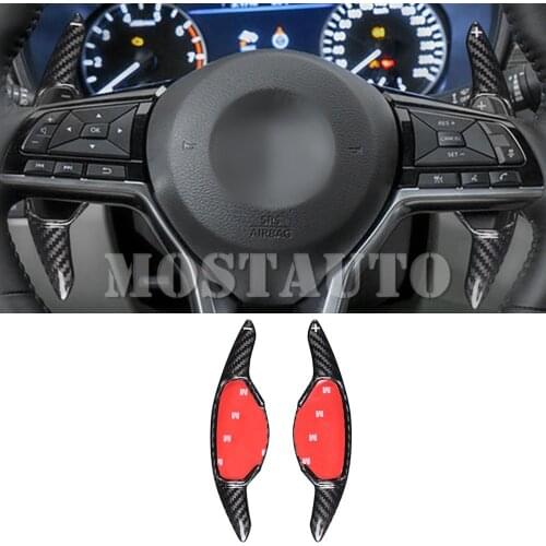 For Nissan Altima Sentra Kicks Rogue Sport Qashqai Carbon Fiber Paddle Paddle Shift Steering Wheel Shifter Extension Black/Red