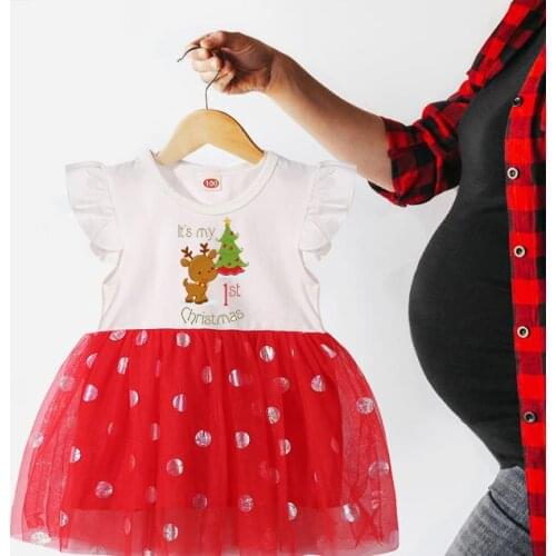 Its My First Christmas Dress Baby Anouncement Holidays Present Merry Christmas Girl Red Dress Christmas Tutu Dress