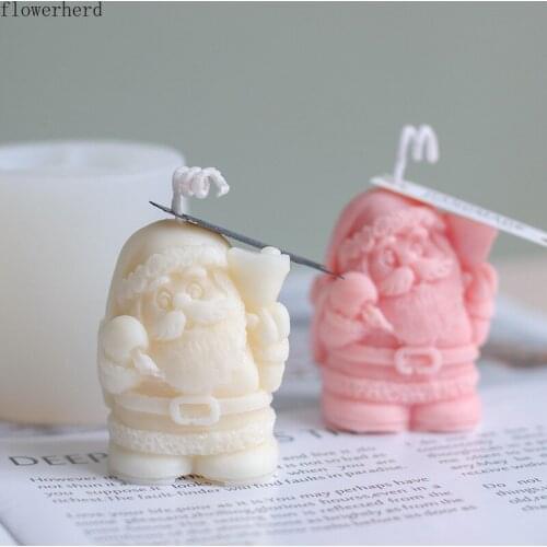 Santa Aromatherapy Candle Mold Christmas Decoration DIY Cake Baking Silicone Mold 3d Candle Making Resin Molds