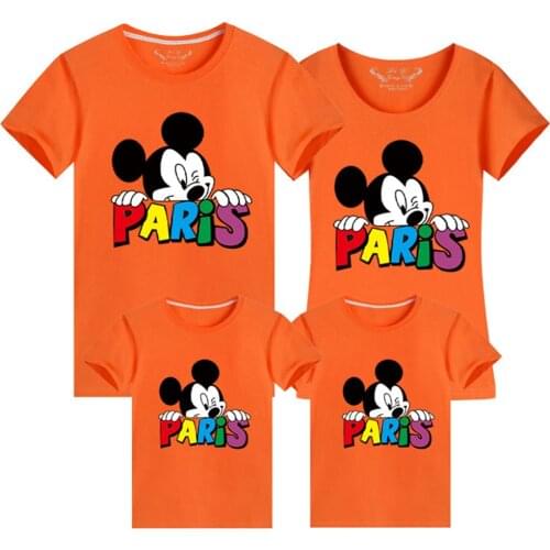 Women T Shirts Fashion Mickey Mouse Print Short Sleeve Summer T-Shirt Children Top Baby Girl Kids Casual Family Matching Clothes