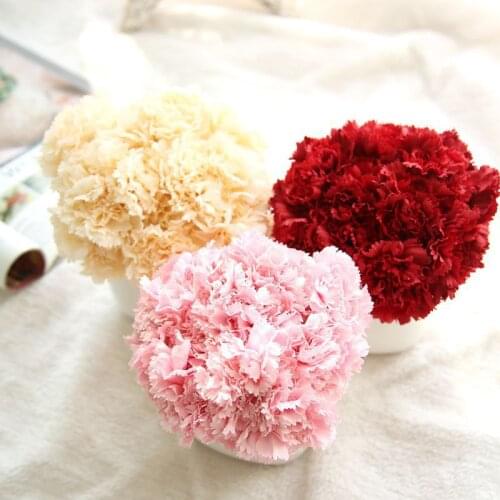Artificial Flowers Slik Carnations Floral Bride Holding Bouquet Home Wedding Decoration Scrapbooking Wreath Mothers Day Gift