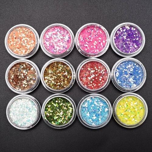 Rolabling 12pcs/set Nail Glitter Powder Gloss Dust Pigment Powder Nail Art Manicure Decorations Nails Accessories Beauty