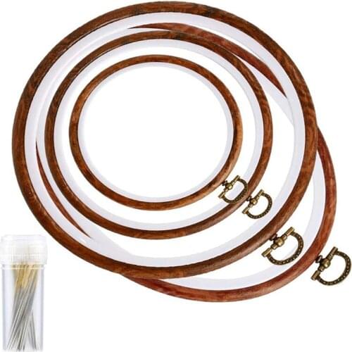 LMDZ 4 PCS Embroidery Hoop Ring, Oval Embroidery Kits with 30 Pieces Large Eye Embroidery Needles, Quilting Hoop