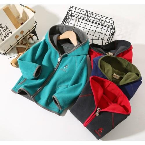 Childrens clothing Unisex autumn 2021 new childrens jacket boys sports outdoor Shake fleece hooded coat girls fleece jacket