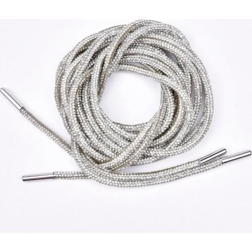 Hot Selling DIY Rhinestone Sports Shoelace Hoodie String Crystal 4mm Tube Rope Chain Trim Garment Accessories Drawstring Cord