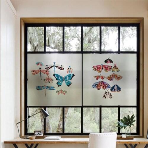 Cute animal butterfly glue-free electrostatic glass film sticker window grille sticker toilet bathroom opaque privacy window fil