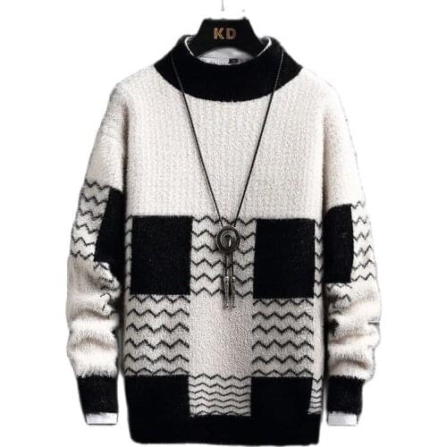 Fashion Mens Winter Casual Sweaters Men Pullover Fit Knitted Round Neck Male Sweater Thicken Warm Mens Pullover Sweater