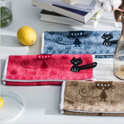 New Embroidery Line Towel Cotton Soft Table Napkins To Bear Or Endure Cartoon New Arrival Cat Hook Kitchen Towels