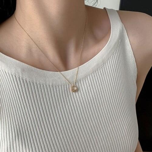 New Korean Brand Simple Metal Circle Pendant Necklace For Woman Girls Attractive Jewelry Female Top Quality Gift CN054