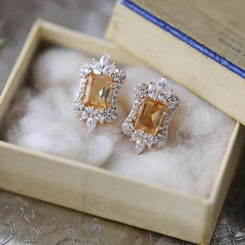 Original design shining high-grade Topaz Earrings, small, exquisite and luxurious charming womens silver brand jewelry