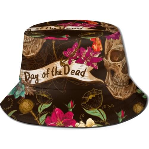 CINESSD 2021 New Fishermans Hat Unisex Fashion Bob Cap Skull And Flowers Hip Hop Gorros Panama Windproof outdoor Bucket Hat