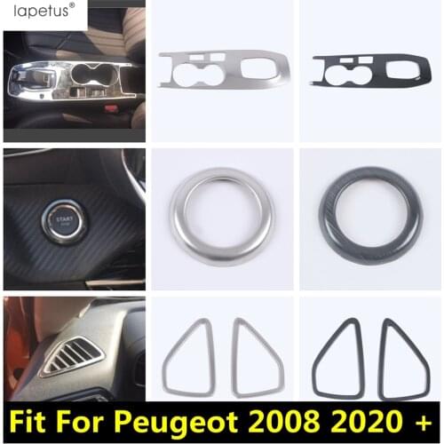 Lapetus Shift Gear / Start Stop Engine Button / Air AC Outlet Vent Panel Stainless Steel Cover Trim For Peugeot 2008 2020 2021