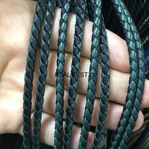 5m/Lot Approx : 4.2mm Green Braided Leather Cord for Leather Bracelet Making Round Leather Thread Rope Necklace Jewelry Making