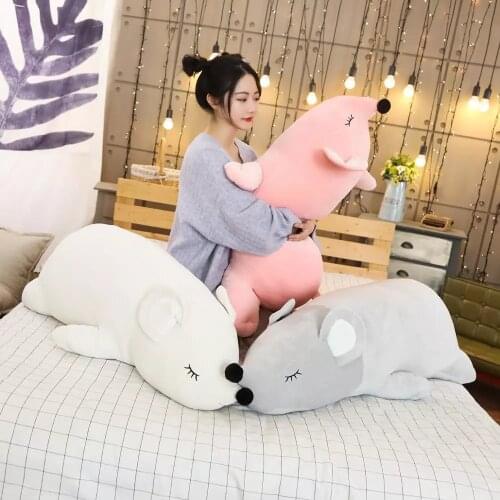 50-110cm Lovely Mouse Plush Sleep Pillow Super Soft Rat Plushie Doll Stuffed Animal Toys Mascot Peluche for Kids Birthday Gifts