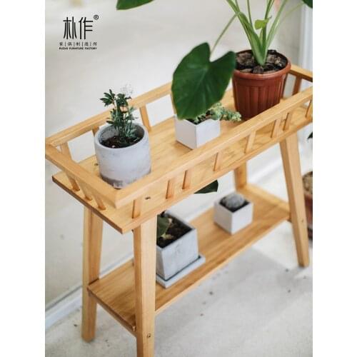 Solid wood balcony flower stand floor multi-layer green radish spider plant multi-meat living room simple modern Nordic wooden n