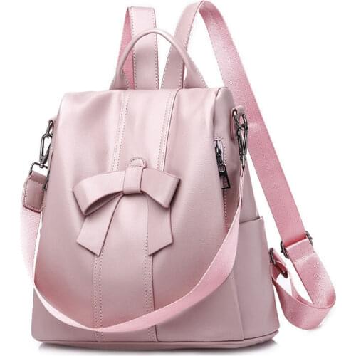 PU Ladies Leather Backpack Women Shoulder Backpack Fashion Teenage Girl School Bag Bowknot Lady Business Bags Female Laptop Bags