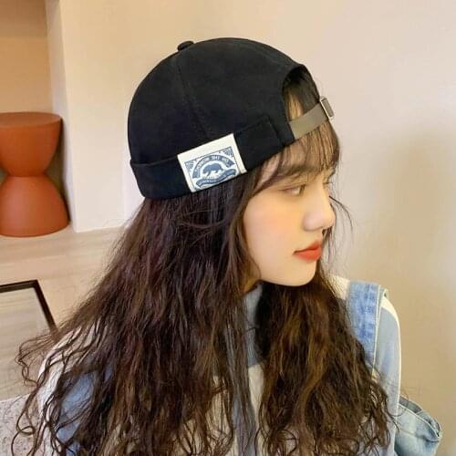 Retro Unisex Docker Sailor Cap Men Adjustable Casual Brimless Skull Loop Biker Beanie Hat Solid Women Autumn Hat 2020 New