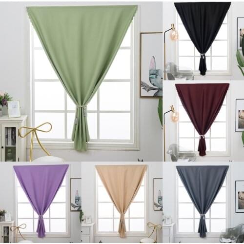 Pure Color Finished Blackout Curtains for Kitchen Window Polyester Velcro Top 1 Piece High Precision Living Room Bedroom Curtain