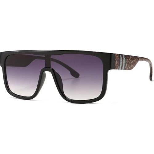 Veshion Oversized Square One Lens Stripe Sunglasses Men Women Fashion Shades UV400 Vintage Glasses