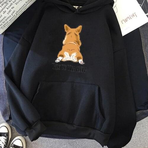 Cartoon Dog Print Hoodies Man Loose Sweatshirt Hooded Tops Talk To Fluff Print Brand Daily Casual Loose Streetwear Hoody