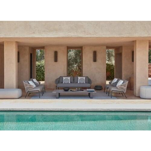 Simple design comfortable outdoor furniture hand woven rope garden furniture set