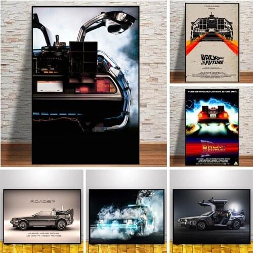 Vintage Back To The Future Clasical Movie Cool Car Canvas Printing Posters And Prints Wall Art Pictures Home Decoration Cuadros