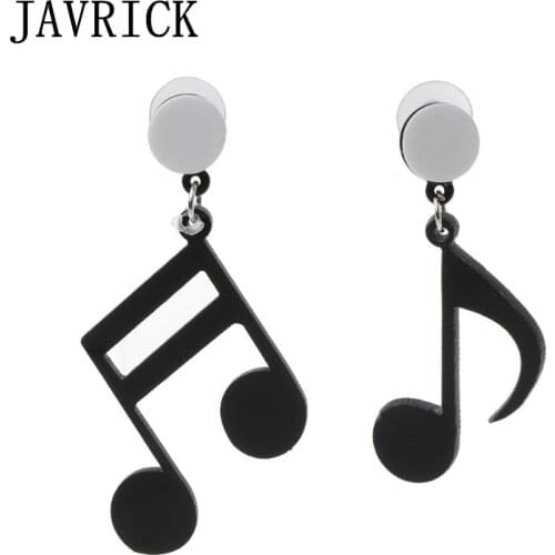 Black Musical Note Women Girls Asymmetric Acrylic Drop Earrings Fashion Jewelry