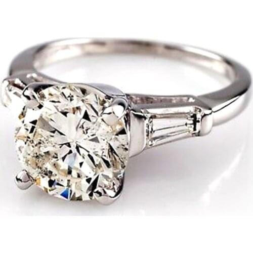 Inlaid flash diamond ring for women fashion simple classic single diamond four claw round zircon ring proposal jewelry